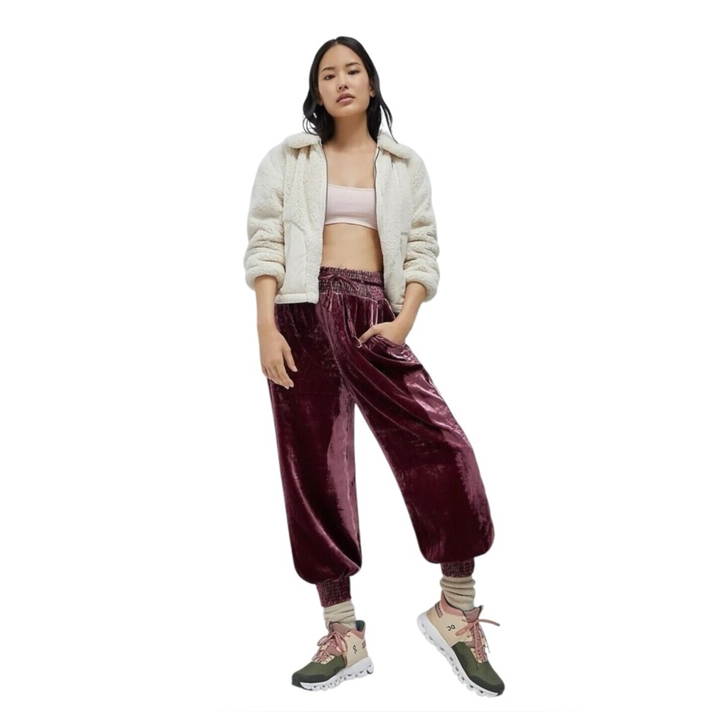 Anthropologie Gloria Velvet Boho Joggers With Tie Belt